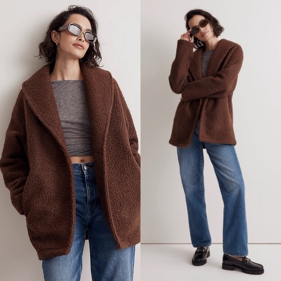 Madewell Pebbled Faux Shearling Shawl Collar Coat